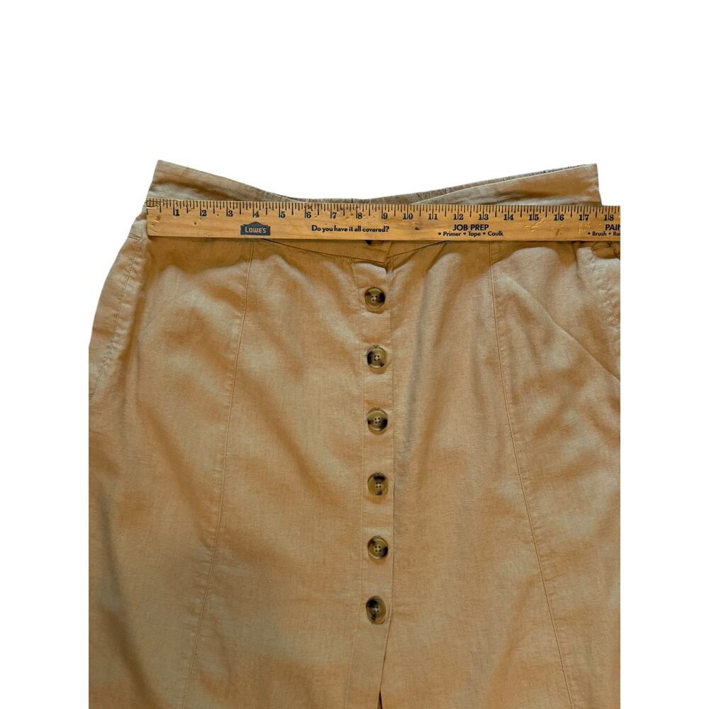 Universal Thread Tan Linen Midi Skirt | Button Front | Pockets | Size XL - Picture 5 of 6